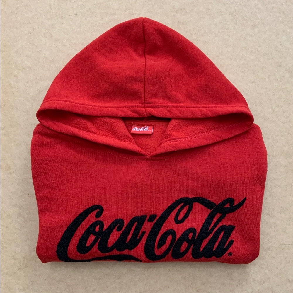 🔺▪️ Coca-Cola Chenille Logo Hooded Sweatshirt (S) - Picture 2 of 7